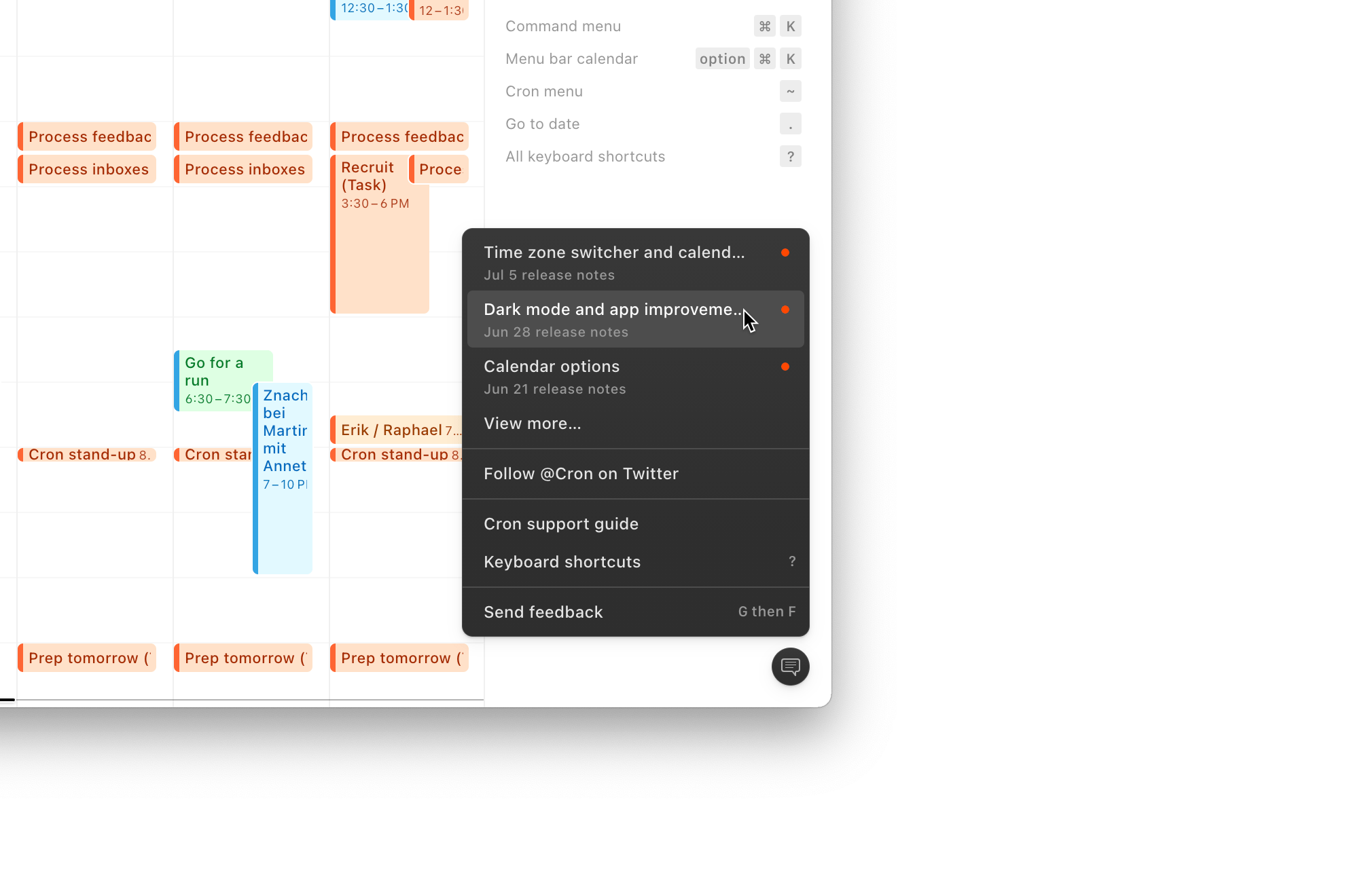 Cron Changelog Jul 12 2021 Help Menu And Time Zone Improvements